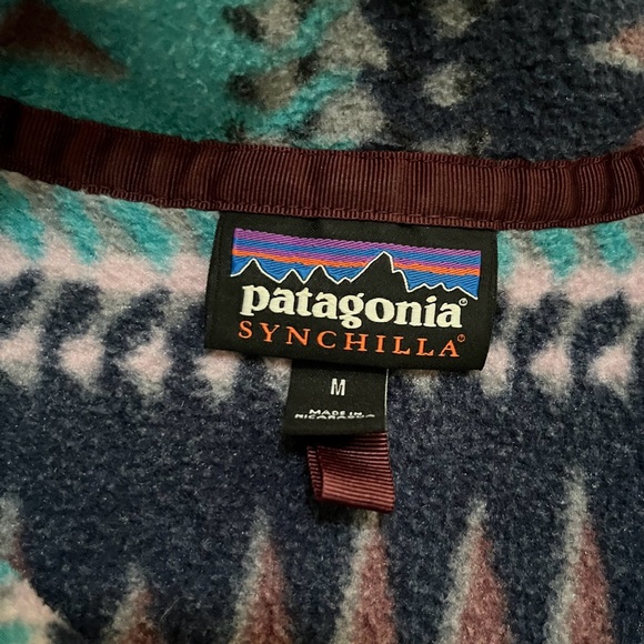 Patagonia Synchilla snap T laughing waters Aztec brown fleece pullover M read - Picture 3 of 16